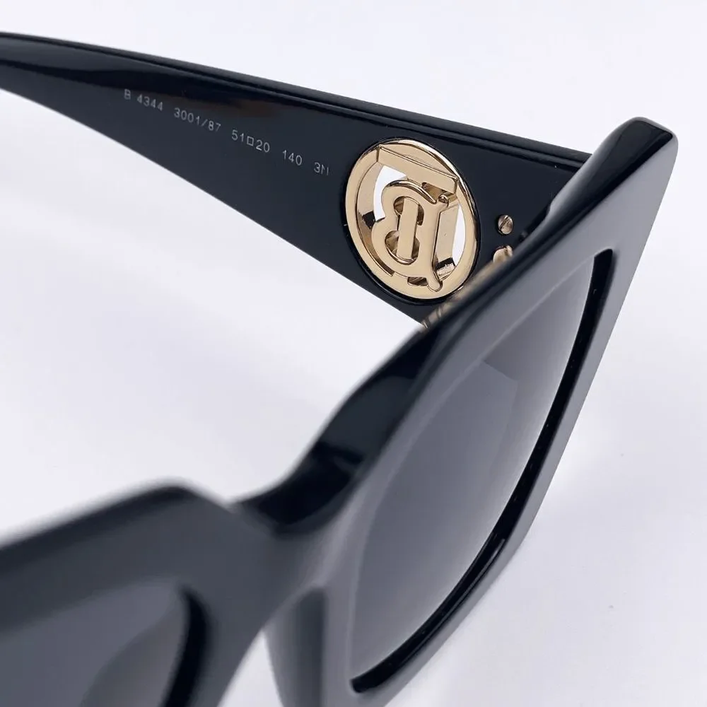 NEW Burberry BE4344 Daisy 300187 Black Dark Gray Square Women Sunglasses - Picture 9 of 13